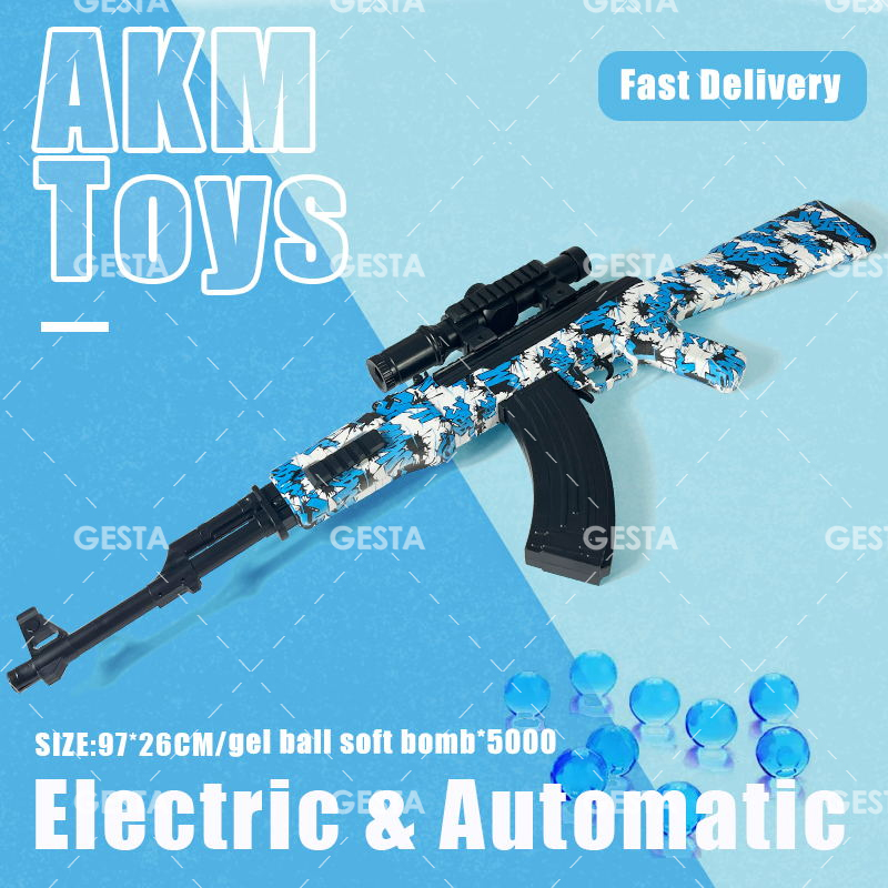 Gel Blaster AKM Paintball Electric Orbeez Mainan dengan Gogal untuk Kanak-kanak dan Dewasa Hadiah Boleh Dicas Semula Percikan Automatik Elektrik