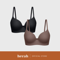 Herah 3D Tshirt Wireless Bra with Hook Push Up Padded Non-Wired Seamless Plus Size 2pcs
