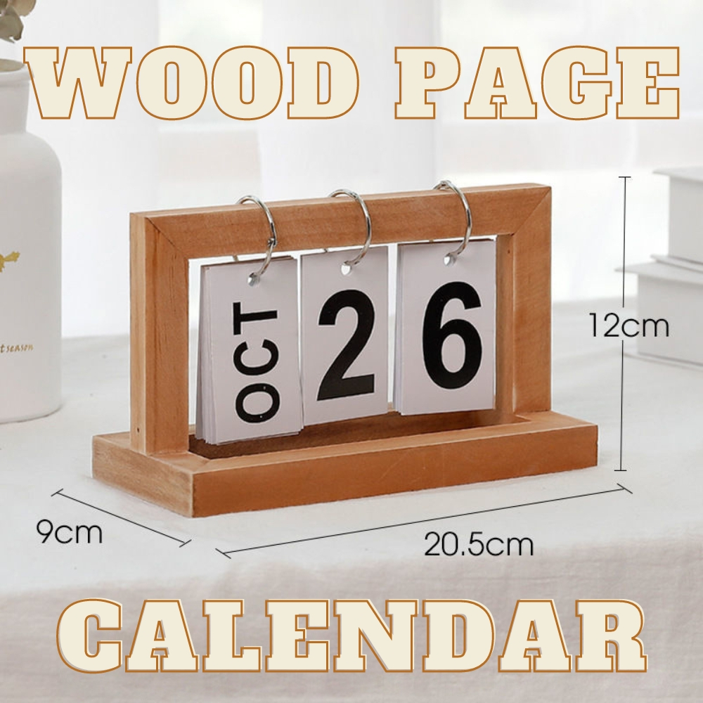 Modern Style Date Wooden Calendar Board Flip Desktop Table Minimalist Home Office Decoration Display AT