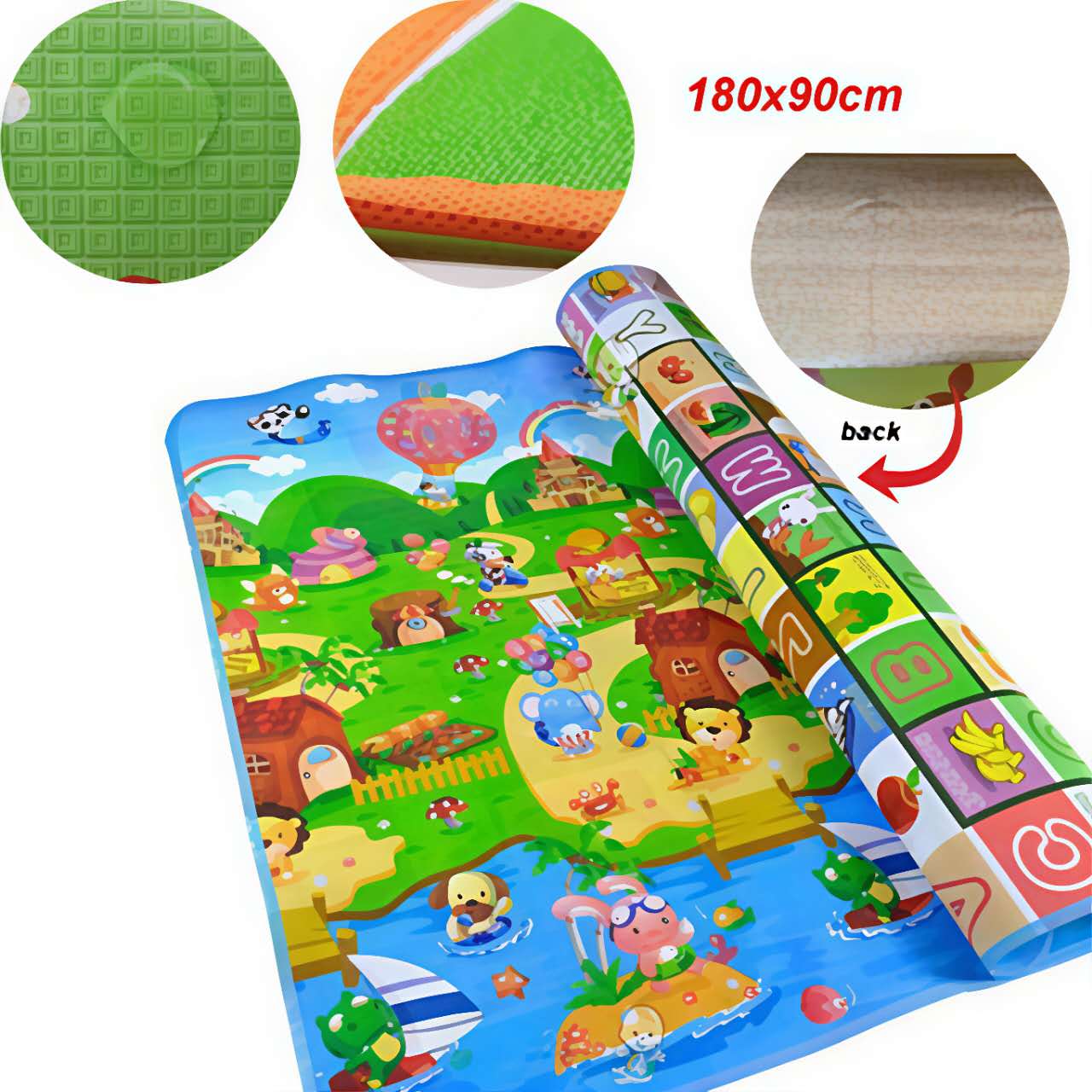 (COD) Foldable Baby play mat crawing pad carpet toddler double-sided pattern thick foam family size 180x200 Floormat banig sleeping mat