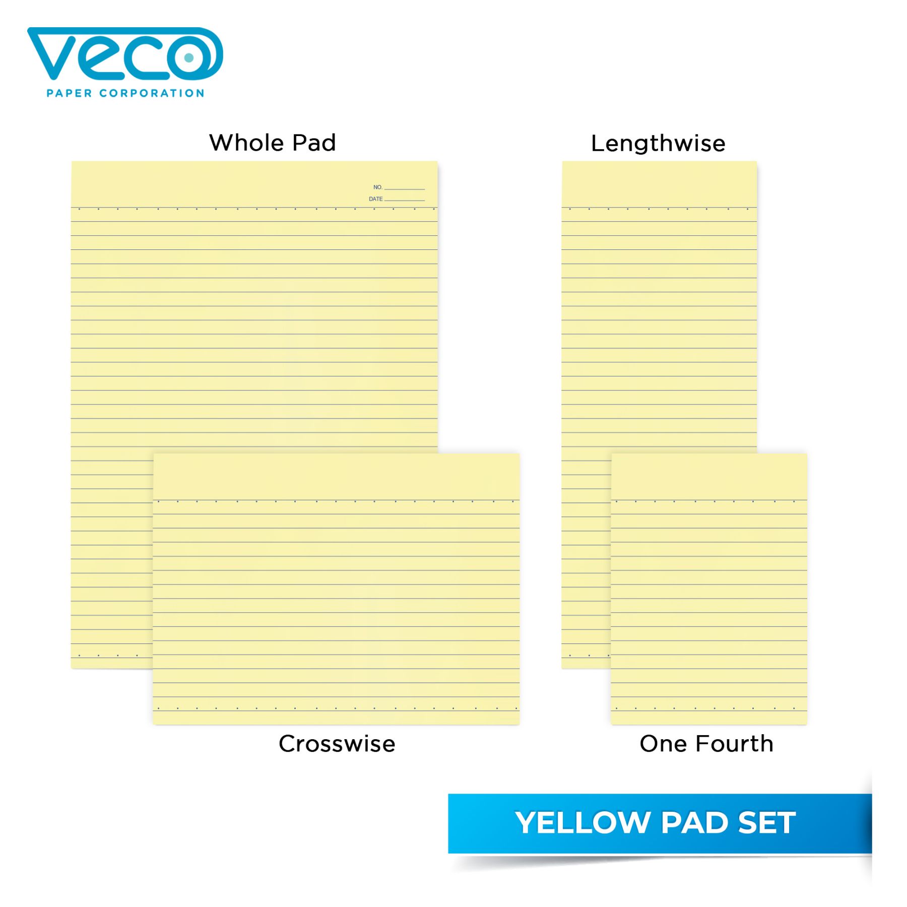 Veco Yellow Pad Paper 80 lvs 4 in 1 (1whole1/2crosswise1/2lengthwise & One-fourth)