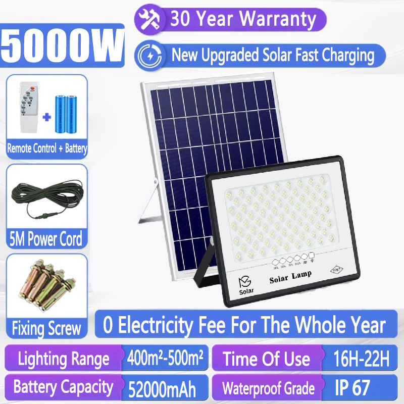 BUY 1 TAKE 1 Solar Light 10000W Super Battery Life Outdoor Waterproof Solar Flood Light With Solar Panel Original 606LED 680000mAh garden lamp room night light bulb for courtyard automatic with remote