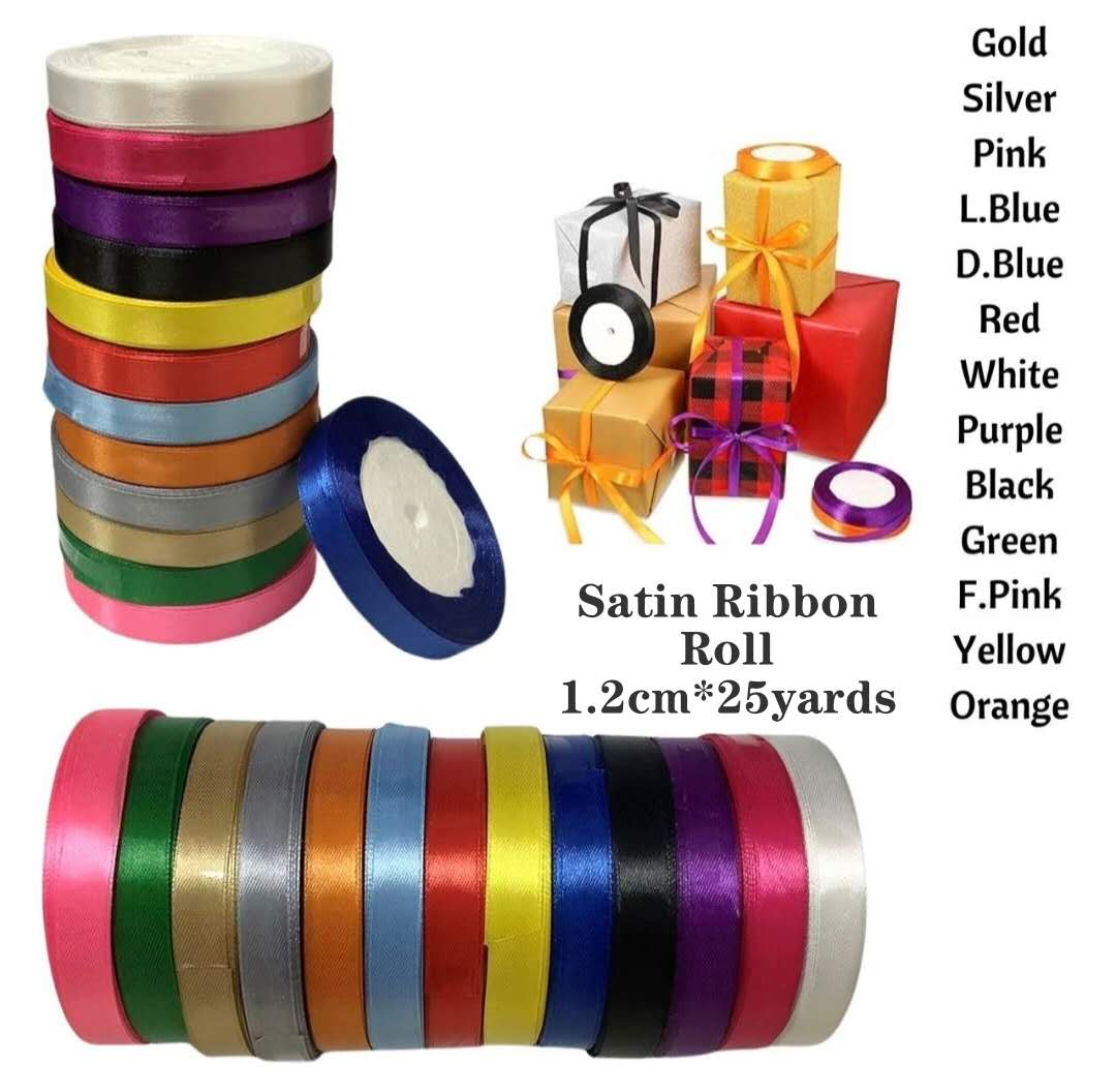 (25 Yards/Roll) Single Face Satin Ribbon Webbing Decoration Gift Christmas Ribbons for Birthday & Christmas Decorations 1244