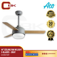 ACO ACO8027GRY CEILING FAN W/ LIGHT 3-BLD 44″ REMOTE OPERATED - GRAY
