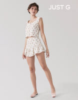Just G Floral Milkmaid Top With Lace And Ruffled Skort Set