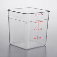 Cambro 8SFSCW135 8 Qt. Clear Square Polycarbonate Food Storage Container with Winter Rose Cover