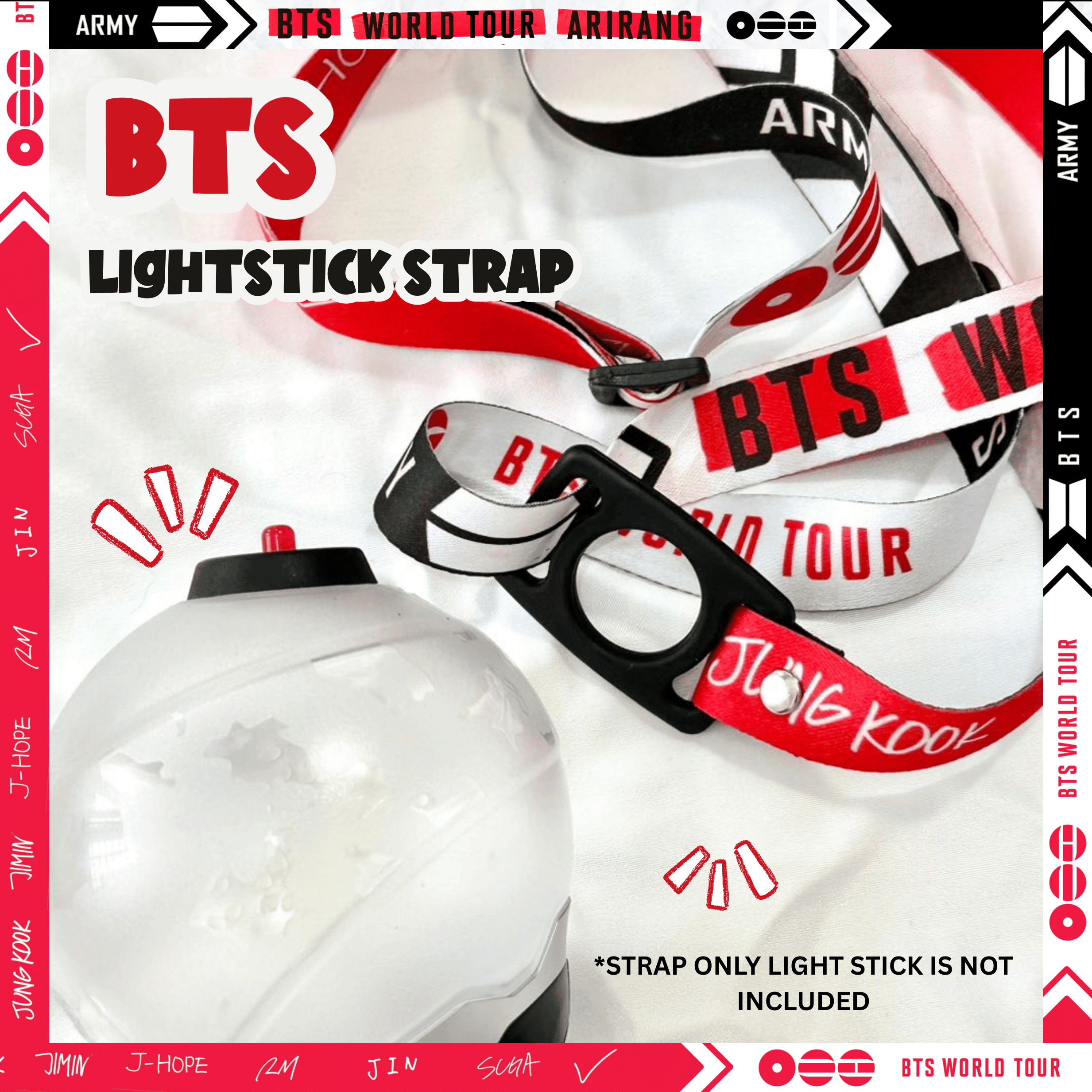 BTS Army Bomb Light stick Strap Lanyard Adjustable Strap Holder Hope on the Stage Lace