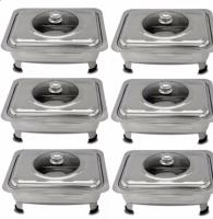 ABS ABSL Food Warmer Rectangular Tray Stainless With Cover for Catering Serving  Events and Party Set of 6