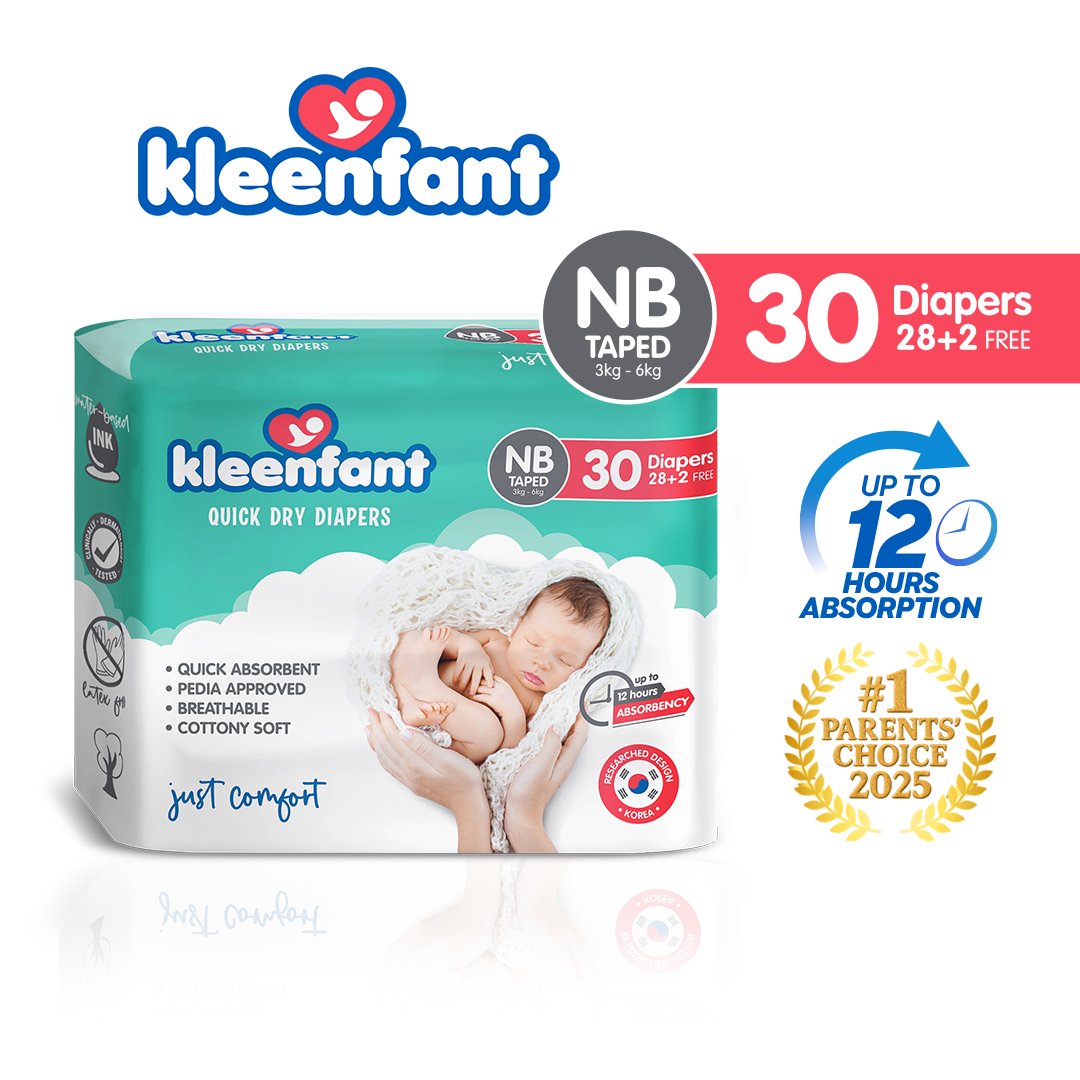 Kleenfant Baby Taped Pull-Up Pants Diaper Newborn-3XL (30 Pads) Disposable Diaper Baby Essentials