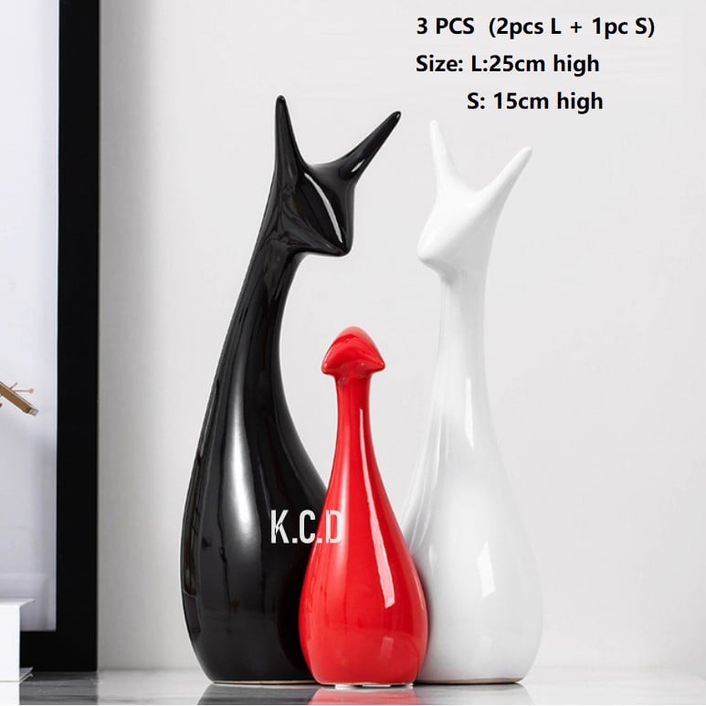 Ceramic Deer Figurine Ceramic Animals Family Figurines Abstract Sculpture