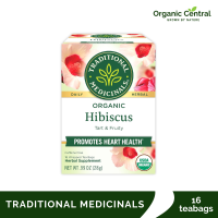 Traditional Medicinals Organic Hibiscus - Supports Normal Heart Health & Cardiovascular Wellness - Kosher Non-GMO Caffeine-Free Compostable - 16 Tea Bags