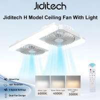 Jiditech E27 Ceiling Fan Remote Control Fan Light Silent 60W 2 IN 1 3 Color LED Ceiling Fan Light