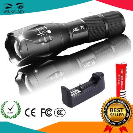 Ultra Bright Cree T6 Led Flashlight 5 Modes 2000 Lumens Zoomable Led Torch 18650 + Charger XML-T6