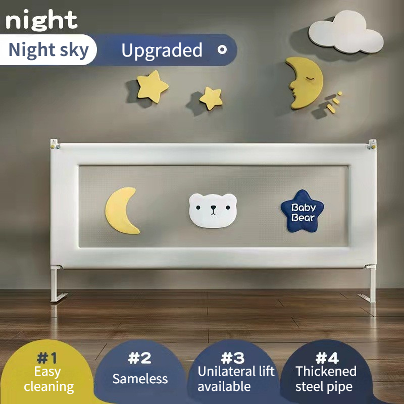 【7th Gen】Bed Rails For Baby Anti-fall Baby Bed Fence Bed Guard Vertical Lifting Height Adjustable