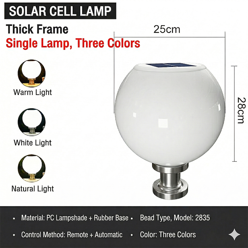Tonyslamp Solar Pillar Light Solar Led Outdoor Light Waterproof for post lamp Round Ball Solar Post Lamp