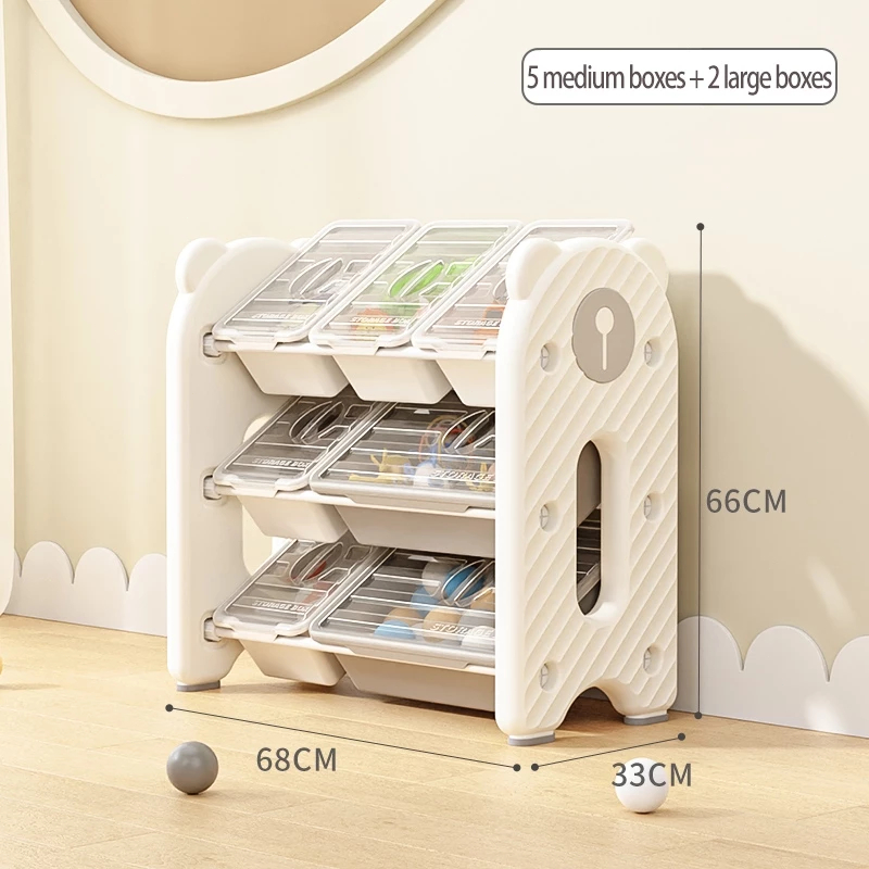 Playpark Childrens Large Toy Organizer with Cover Storage Rack Cabinet Playroom Multifunctional Book Organizer Shelf