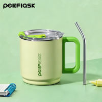 Peliflask 15oz Coffee Mug Stainless Steel with Handle/Straw Portable for Office Home Outdoor Picnic
