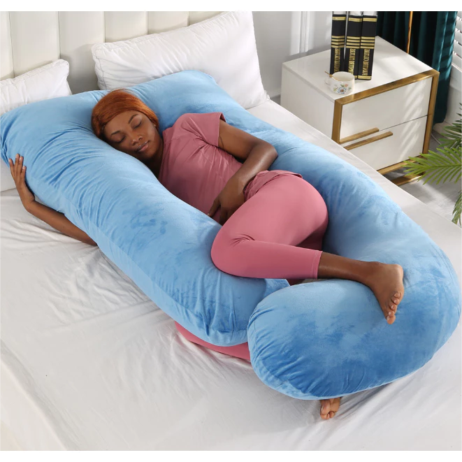 U-Shaped Maternity Pillow for Side Sleep Support Pregnant Women Comfort Hug Pillow Breathable Cover for Back Belly Support