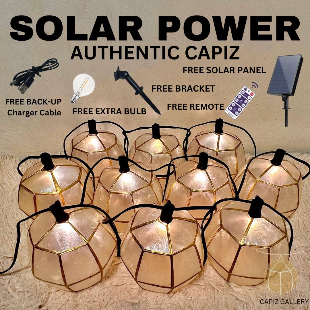 Capiz Solar power With remote Or Plug in Type not Solar power 10 pcs Ready to Use for Outdoor Capis Capiz Natural Kapis shell Kapis water proof