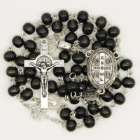 Protection Wood Catholic Rosary -  Made in Italy - St Benedict - Artesano