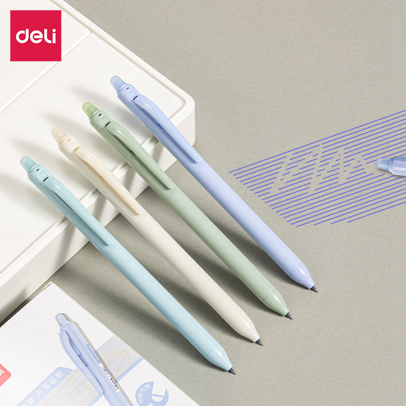 Deli Erasable Pen Gel Pen 0.5mm Student Correcting Posture Erasable Ballpen Full Needle Tube (Black) 1pc A660