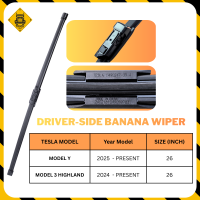 TESLA Driver-Side 26″ Windshield Banana Wiper For Tesla Model Y Juniper 2025 - Present and Model 3 Highland 2024 - Present (Black)
