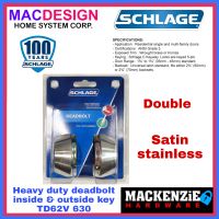 SCHLAGE DOUBLE DEADBOLT TD62V 630 SATIN STAINLESS BOTHSIDE KEY MACDESIGN HOME (OFFICIAL SELLER)