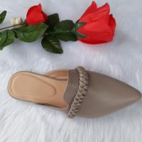 EFF022 MULES TOP BRAIDED BAND LEATHER POINTED TOE  (SLIM FIT) LILIW LAGUNA MADE