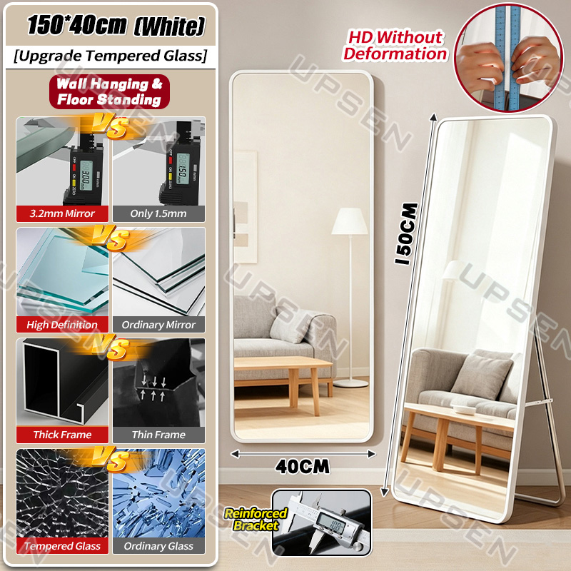 UPSEN Full Body Mirror Floor Mirror Full-Length Mirror Whole Body Mirror Long Mirror Floor-To-Ceiling Mirror Dressing Room