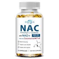 DAITEA NAC 600 มก. ผสม NAD+ | 120 แคปซูล | N-Acetyl-L-cysteine ​​​​ผสมน้ำมันมะพร้าวและน้ำมัน MCT | บำรุงสุขภาพตับ ภูมิคุ้มกัน และผิว | ผลิตภัณฑ์เสริมอาหารต้านอนุมูลอิสระ