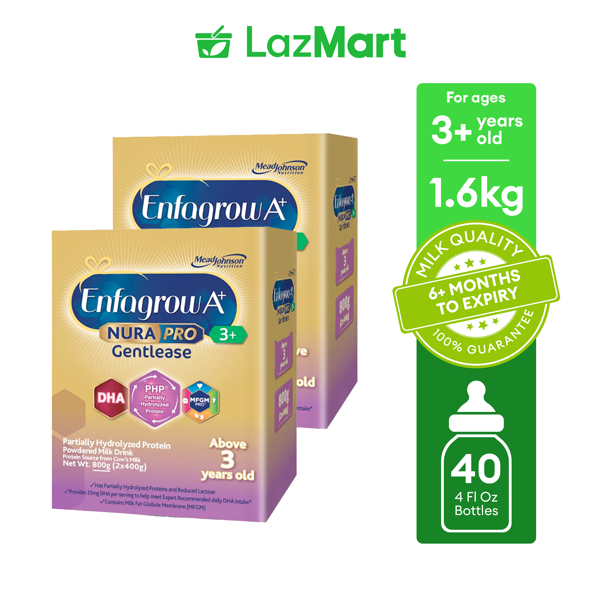 Enfagrow A+ Nurapro Gentlease 1.6kg (800g x 2) Powdered Milk Drink for Children Above 3 Years Old