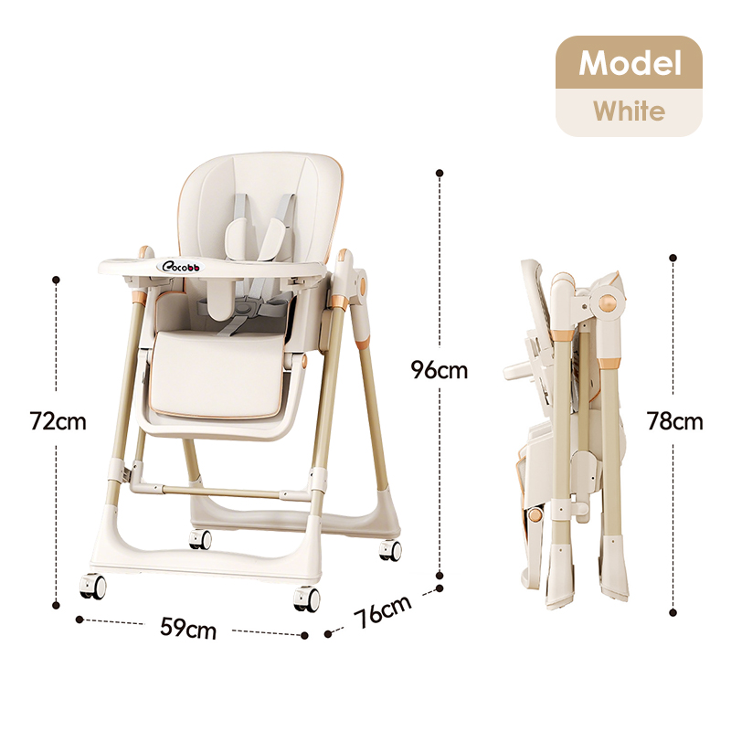 COCOBB High Chair for Baby Feeding Adjustable Height With Adjustable Tray Foldable Feeding High