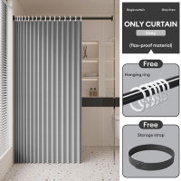 BM 120cm/180cm Foldable Shower Curtain Waterproof with Rod Set for Bathroom Makapal Thick Washable Cloth