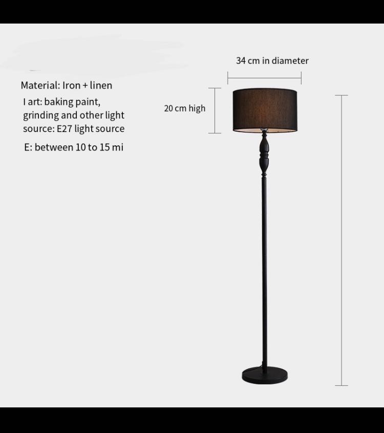 B-black Nordic floor lamp for living room floor light shade bedroom night light study lamp decorative lamp