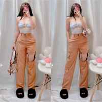 ClothingHub Pants CUT OUT TROUSER GARTERIZE BACK 2 SIDE POCKET