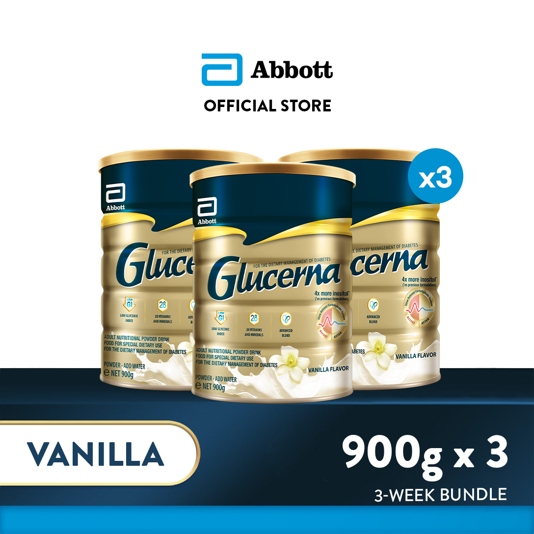 Glucerna Vanilla 900g Bundle of 3 for Diabetic Nutrition Powder Milk Drink (2.7kg)