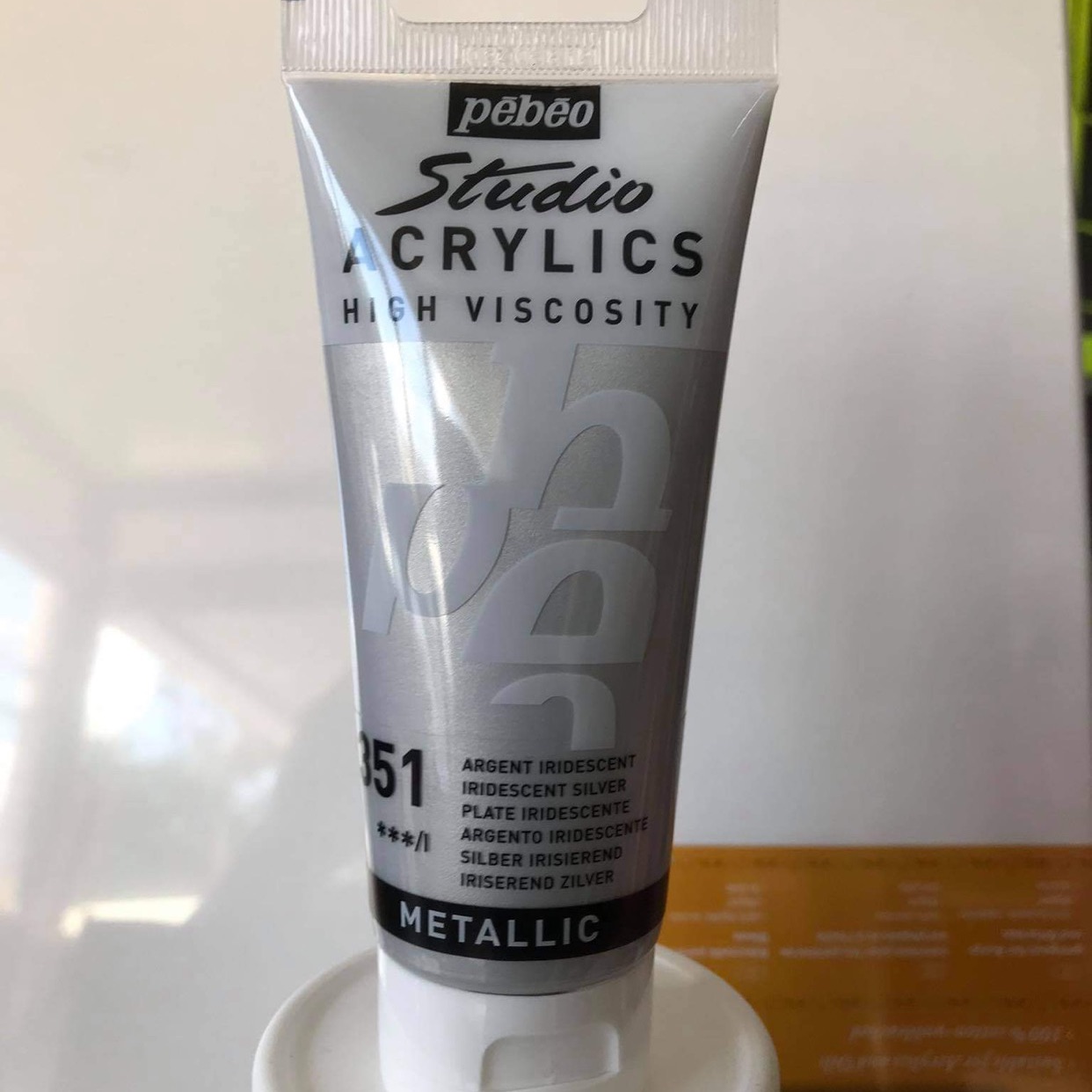 Pebeo Studio Acrylics- Iridescent Silver 100ml Code 351