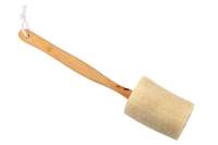Groovy Skin Exfoliating Bath Shower Body Scrub Mesh Round Loofah with Wooden Handle
