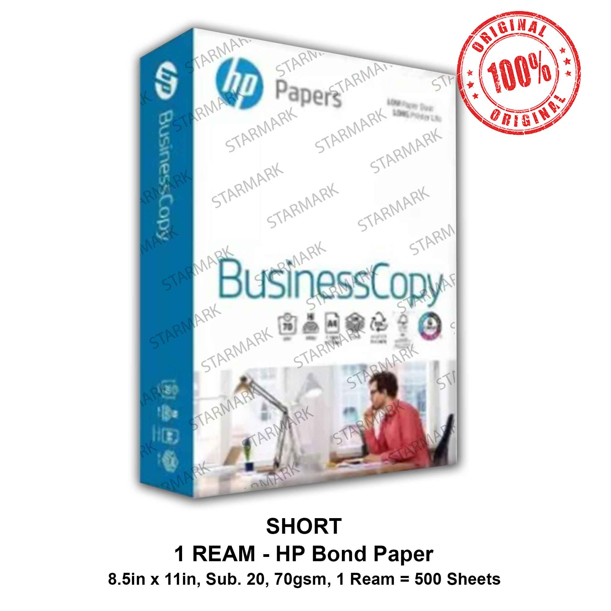 HP Bond Paper Short Copy Paper Papers 70gsm Substance 20 - Short Size 8.5inx11in 8.5 inches x 11 inches - Set of 1 Ream - Genuine and Original