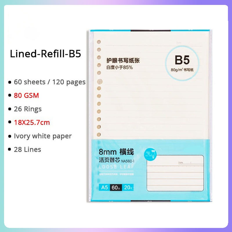 A5/B5 Binder Notebook Refillable Notebooks Notepads For College Writing Notebook School Supplies