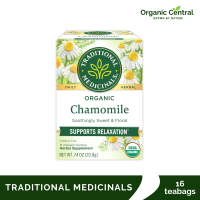 Traditional Medicinals Organic Chamomile - Supports Stress Relief and Relaxation - Kosher Non-GMO Caffeine-Free Compostable - 16 Tea Bags