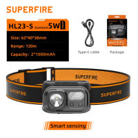 SUPERFIRE Headlamp Motion Sensor Sensing Headlight Head Torch Lamp Portable Super Bright Mini Waterproof Rechargeable Headlamps HL05-D
