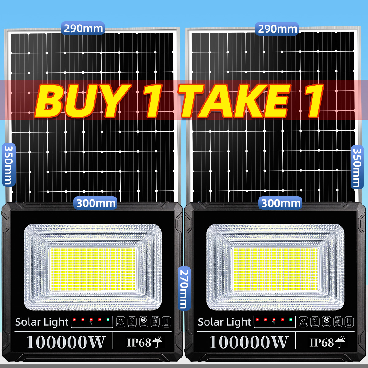 BLUESKY Buy 1 Take 1 20000W Solar Lights With Solar Panel Outdoor Lighting Solar LED Light Waterproof IP68 Energy-Saving Lamp Automatic Light Flood Light 8000W 5 Years Warranty COD