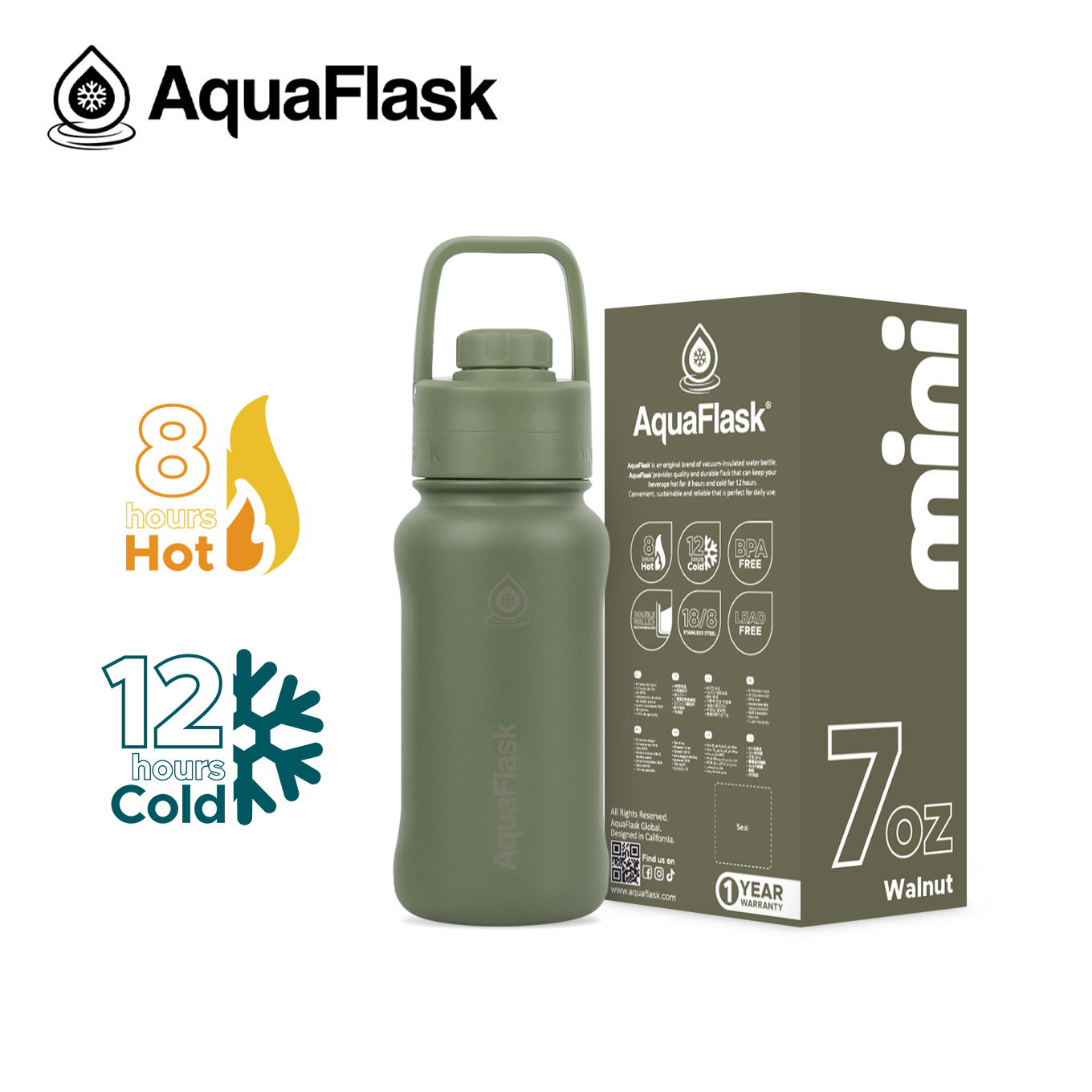 AquaFlask Mini Collection – 7oz Insulated Bottle | Strappy Multi-Purpose Strap Charm