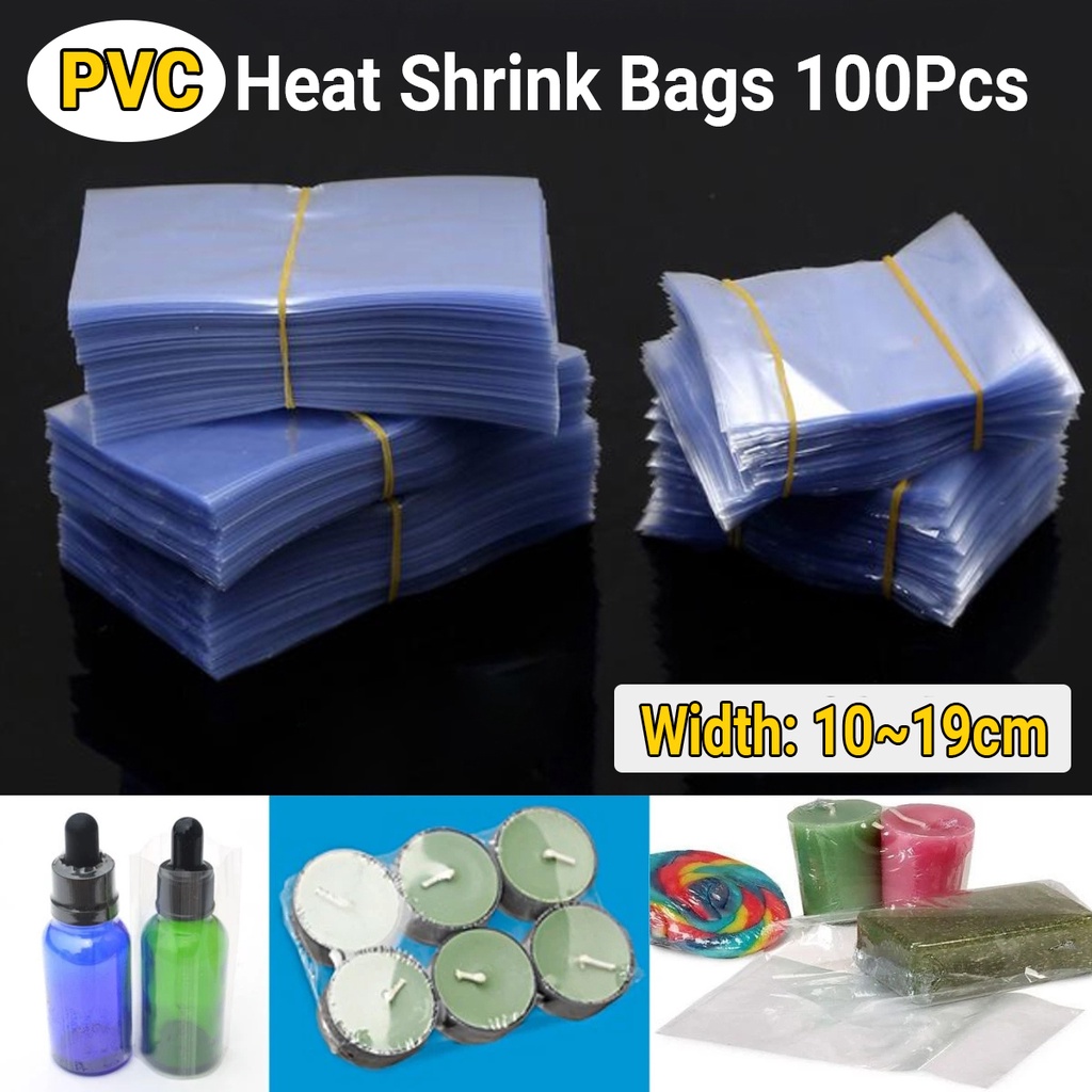 100Pcs Clear PVC Plastic Heat Shrink Wrap Bags For Packaging Transparent Heat Shrink Wrap Film