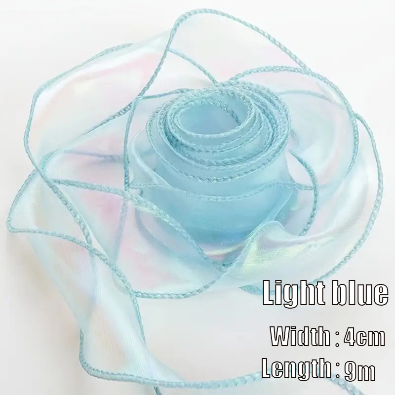 3PCS 9M Fantasy Fishtail Yarn Ribbon Sheer Holographic Gift Wrapping DIY Bouquet Decor