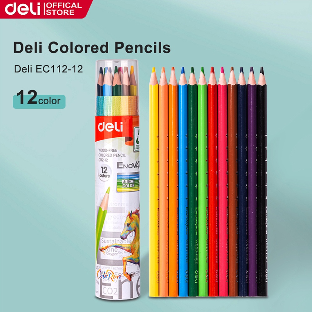 Deli 24 Colors Pencil Arts and Craft Drawing Painting Colored Pencil School Supplies 12/18/24Colors EC113