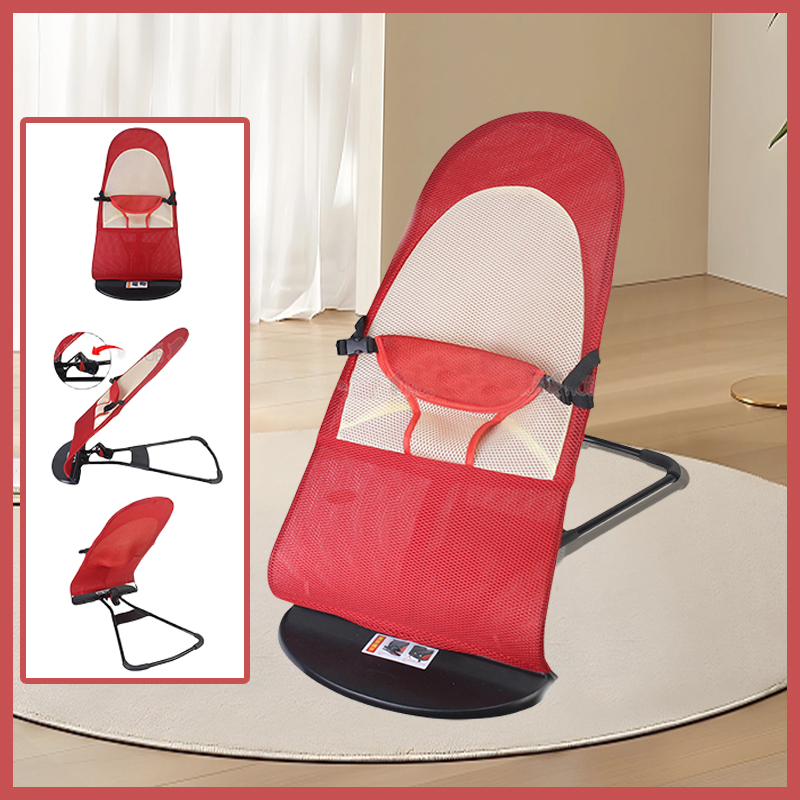 Rocking Chair for Newborn & Toddler Soft Mesh Fabric Foldable Bouncing Safety Balanced Design