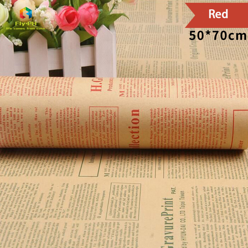 FlyPh 10/20pcs/1bag 50*70cm Gift Wrapping Paper Flower Packaging Material Kraft Paper English Newspaper