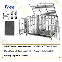 PAPAPET Heavy Duty 304 Stainless Steel Dog Crate Foldable Portable Extra Large Outdoor Pet Cage for Small Medium Large Dogs Durable & Spacious